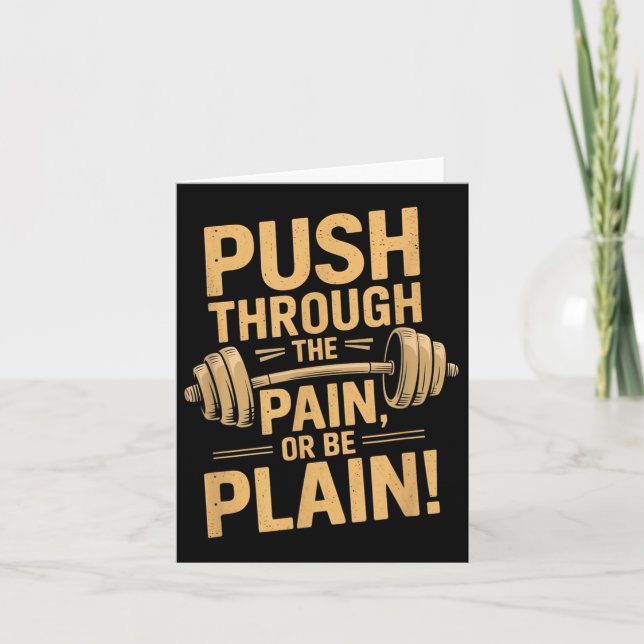 Carte Workout Motivation Quote - Puhrough The Pain  (Devant)