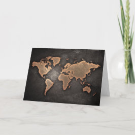 Carte World map leather geographical brown