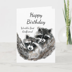 Carte World's Best Girlfriend Birthday Raccoon Animals