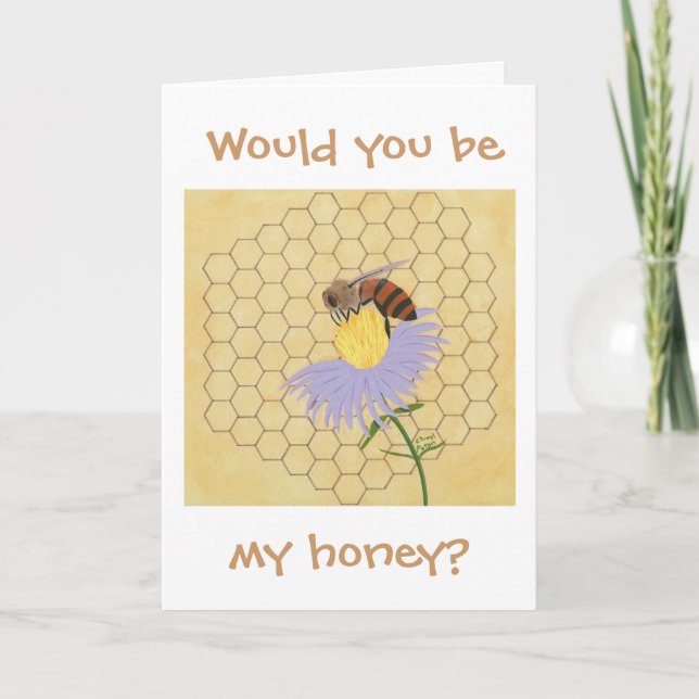 Carte Would you be my honey, Bee Valentine cards (Devant)