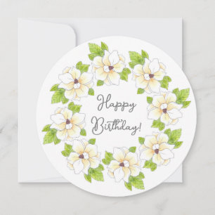 Carte Wreath Aquarelle, Stylo et encre Magnolia