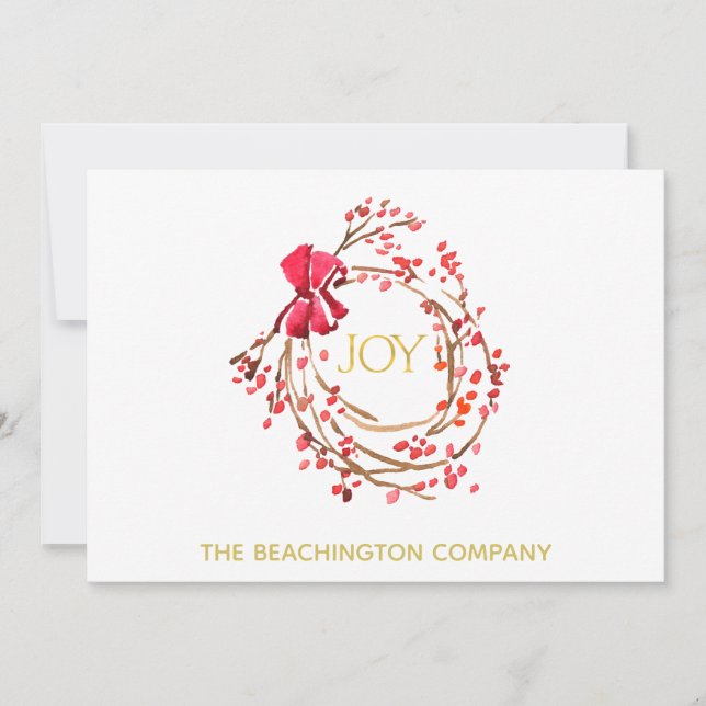 Carte *~* Wreath Corporate JOY Business Holiday Card (Devant)