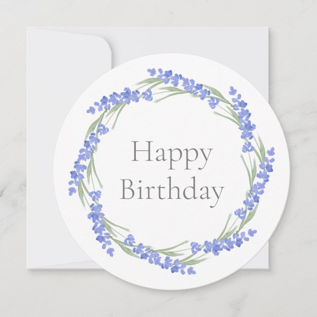 Carte Wreath Lavande d'aquarelle (Devant)