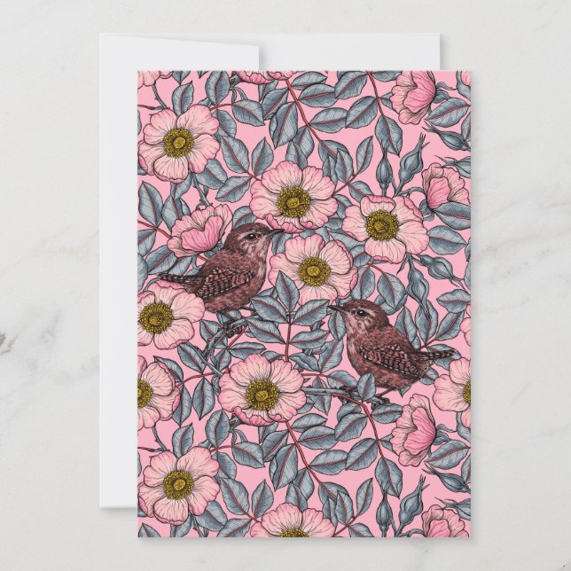 Carte Wrens en rose (Devant)