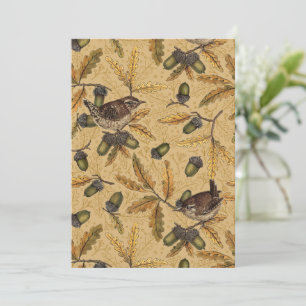 Carte Wrens et glands sur le miel