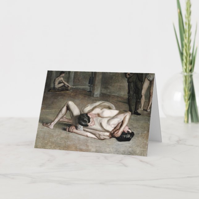 Carte Wrestlers Fine Art Greetings Card (Devant)