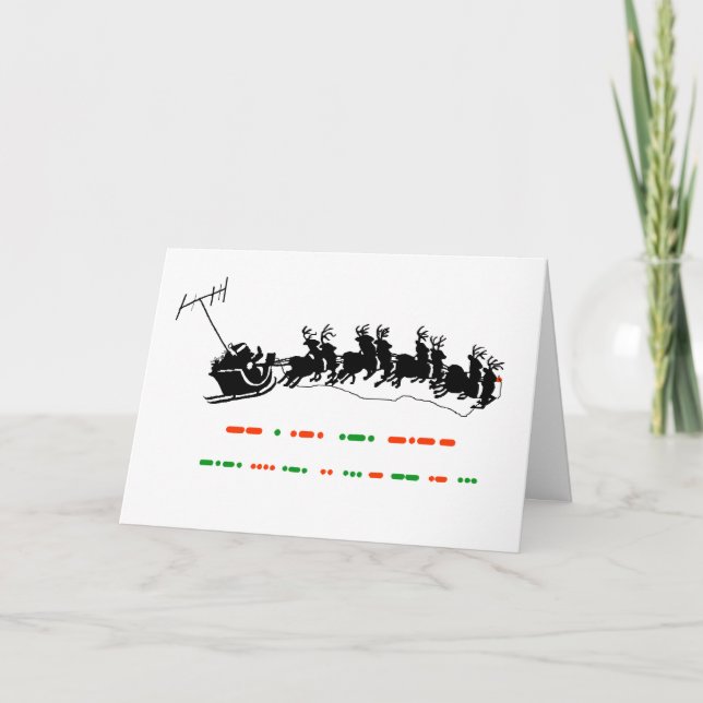 Carte Xmas Ham Radio - Père Noël Sleigh Silhoutte  (Devant)