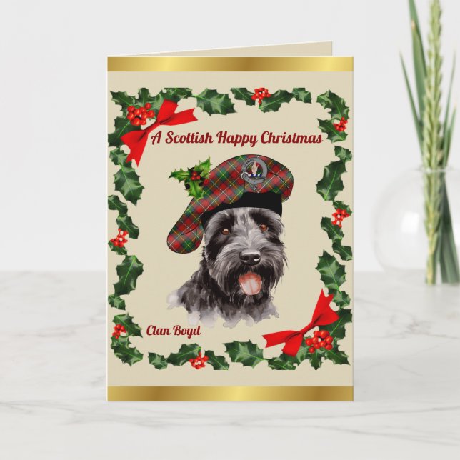 Carte Xmas personnalisée pour chien écossais (Devant)