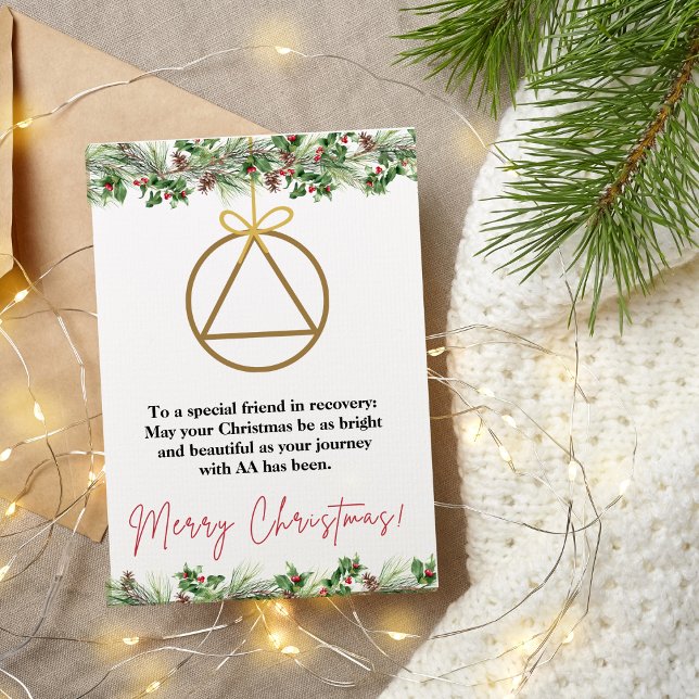 Carte Xmas Sober Support, Carte de voeux Sobriety (sobriety support alcoholics anonymous christmas card)