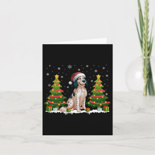 Carte Xmas Tree Lights Anglais Setter Chien Père Noël Ch