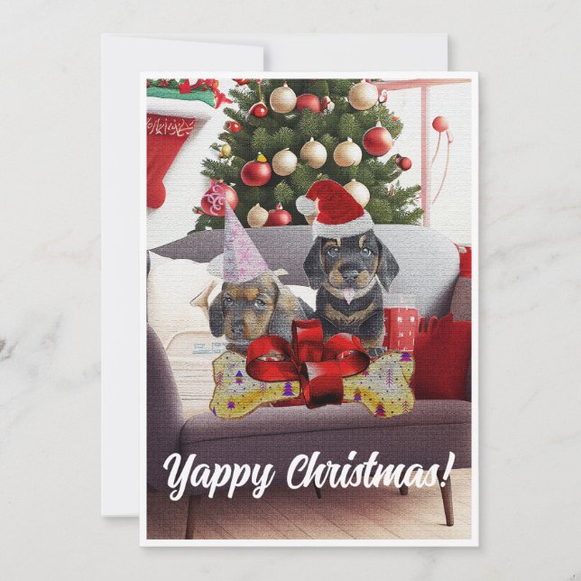 Carte Xmas Yappy Dachshund Dachshund personnalisab (Devant)