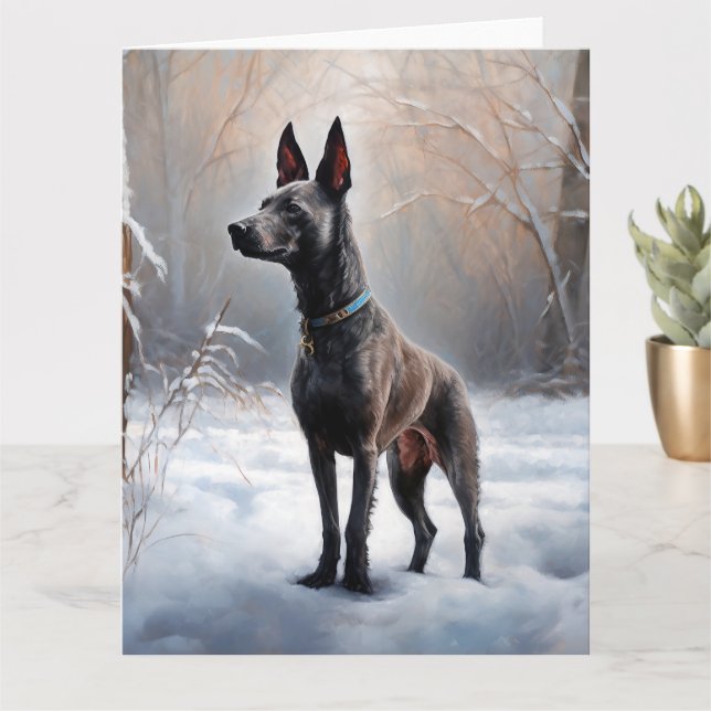 Carte Xoloitzcuintli Laisser neiger Noël (Petite plante)