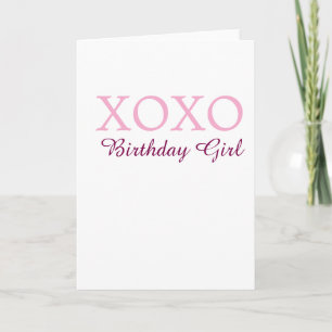 Carte Xoxo fille d'anniversaire nom rose mauve simple am