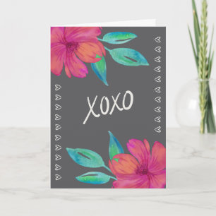 Carte XOXO Fleurs Aquarelle Saint-Valentin