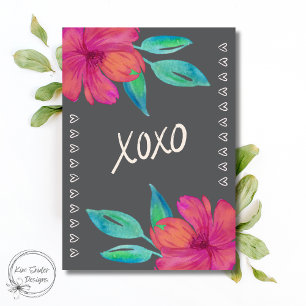 Carte XOXO Florales Aquarelles Anniversaire