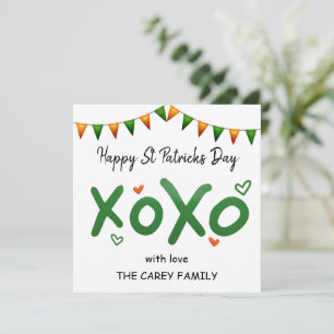 Carte XOXO moderne Jour de la Saint Patrick heureux