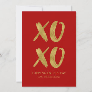 Carte XOXO Valentine Brossé Gold Foil