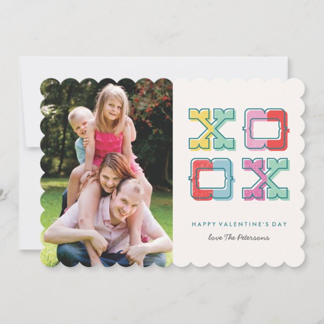 Carte XOXO Valentine's Day bloquée en couleur (Devant)