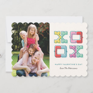 Carte XOXO Valentine's Day bloquée en couleur