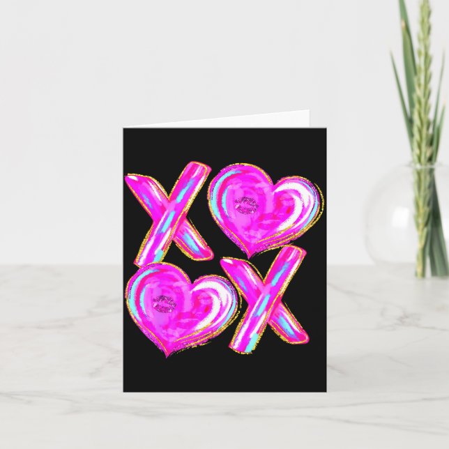 Carte Xoxo Valentines Day Love Funny Coquette Bow Checke (Devant)