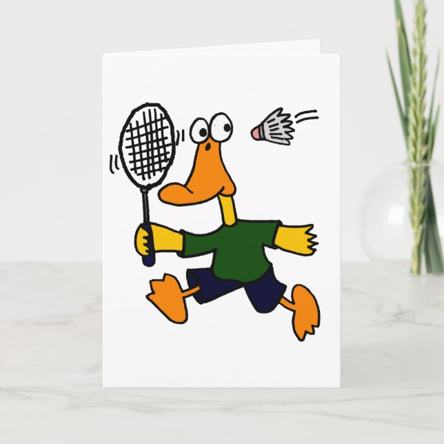 Carte XX- Canard Jouant au badminton Dessin (Devant)