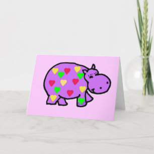 Carte XX- Cœurs de hippopotame heureux