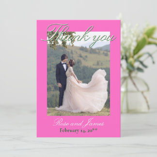 Carte Y2K Pink Anime Gothic Cat Photo Thank You Card