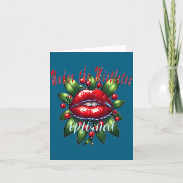 Carte Y Christmas Mistletoe Lips - Naughty Holiday Tee W (Devant)