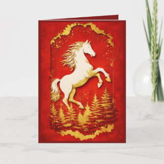 Carte Year of the Horse 2026 Red & Gold Greeting Card