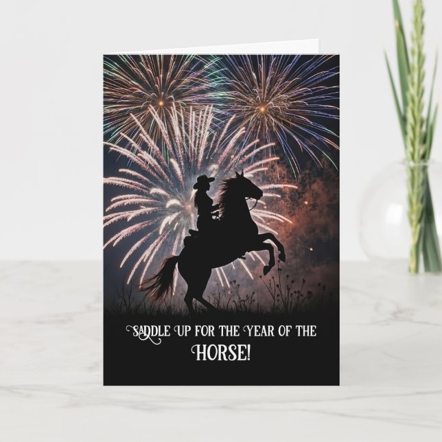 Carte Year of the Horse Happy New Year Country Western  (Devant)