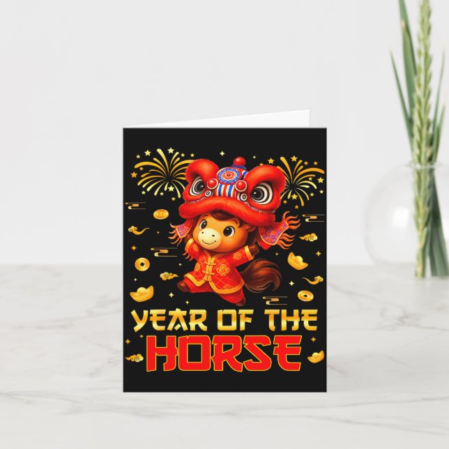 Carte Year Of The Horse Lion Dance Lunar Chinese New Yea (Devant)