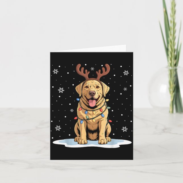 Carte Yellow Lab Labrador Christmas Reindeer Dog Lover X (Devant)