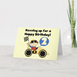 Carte Yellow Race Car 2e Anniversaire Tshirts et cadeaux