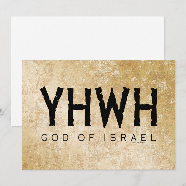 Carte YHWH (Yahvé, Éternel) Dieu Israël Tétragrammaton (Devant / Derrière)
