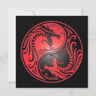 Carte Yin Yang Dragons, red and black