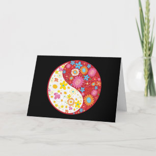 Carte Yin Yang Flowers Greeting Card