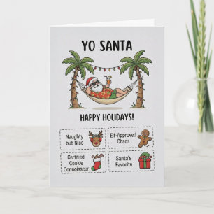 Carte Yo Santa Drôle de Noël d'été Tropical Fêtes