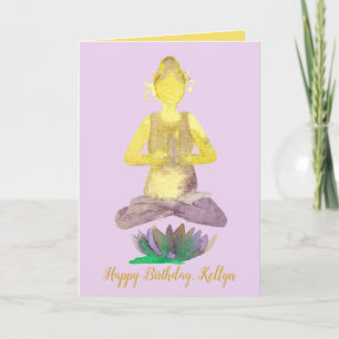 Carte Yoga Lotus Pose Joyeux anniversaire
