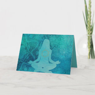 Carte Yoga & Méditation Zen Silhouette Bleue