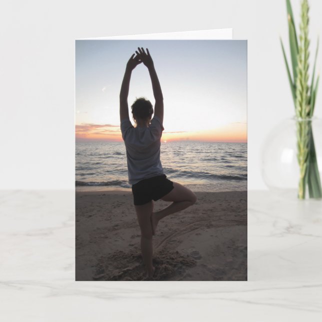 Carte Yoga on the Beach Greeting Card (Devant)