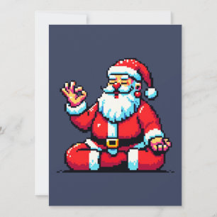 Carte Yoga Père Noël 8Bit Fitness de vacances Humoristiq