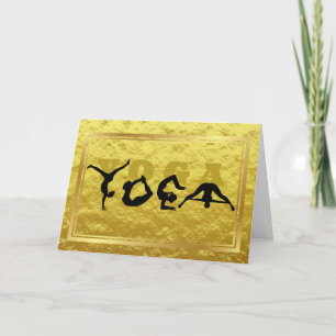 Carte Yoga Positions Golden Greeting Card