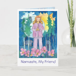 Carte Yoga Wolf Owl Bear Wildlife Namaste Mon Ami