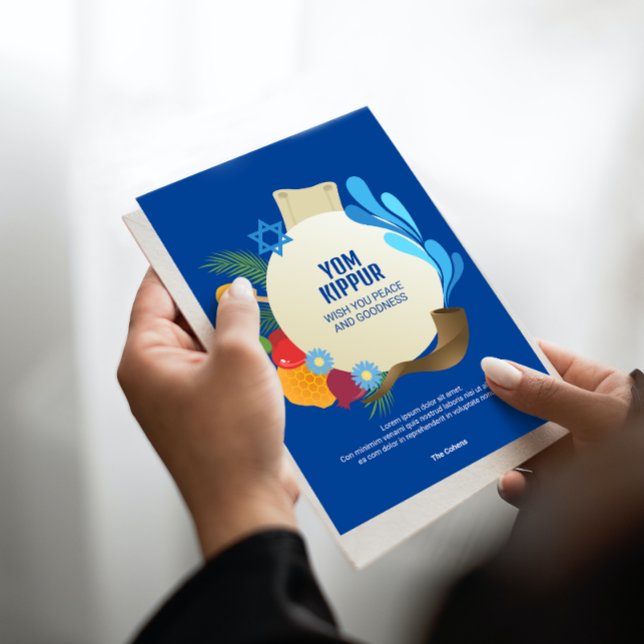 Carte Yom Kippour Cercle décoratif bleu graphique (Créateur téléchargé)