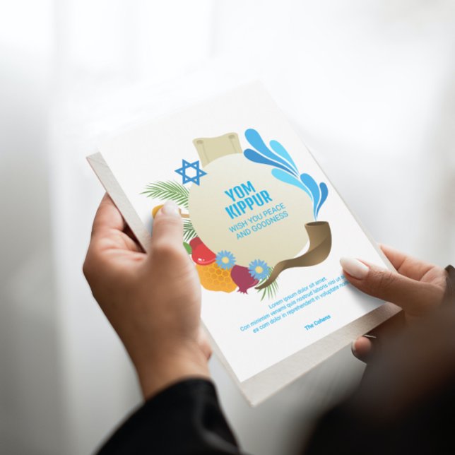 Carte Yom Kippour Circle Décoratif Salutation Graphique (Créateur téléchargé)