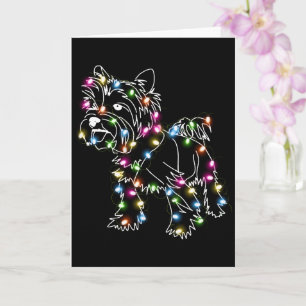 Carte Yorkie Avec Noël Lumière Yorkie Propriétaire Joli 