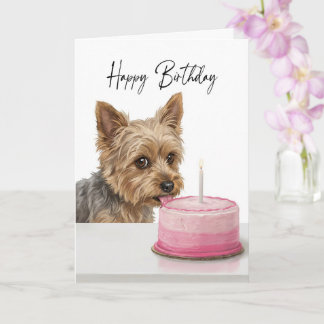 Carte Yorkie Birthday Cake Inspector