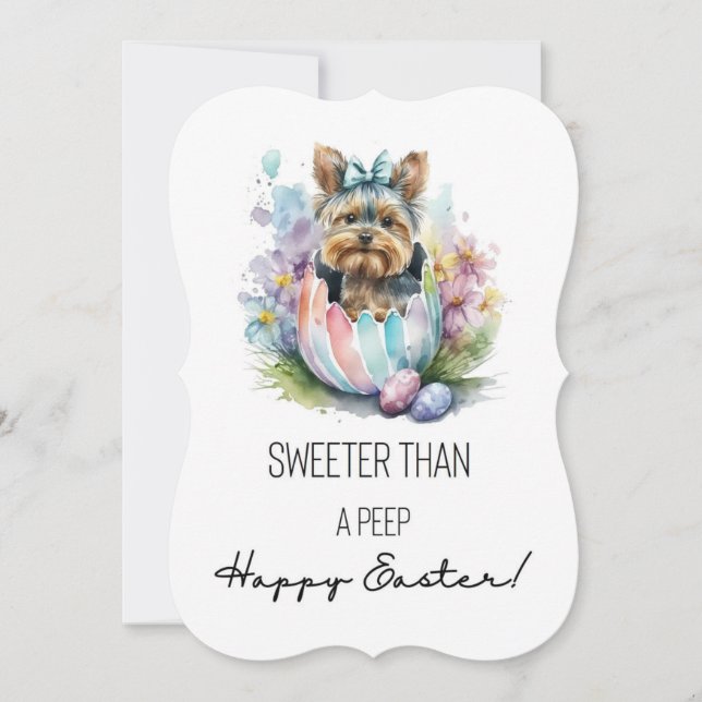 Carte Yorkie Plus Doux Qu'Un Pep. Joyeux Pâques ! (Devant)