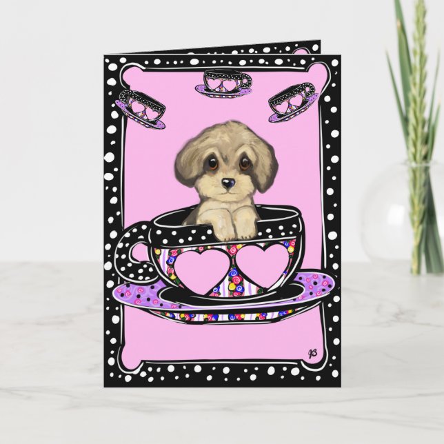 Carte Yorkie Poo Tasse à Thé (Devant)