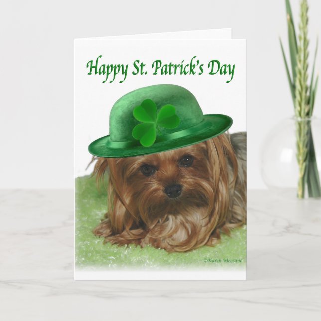 Carte Yorkie St. Patrick's Day (Devant)